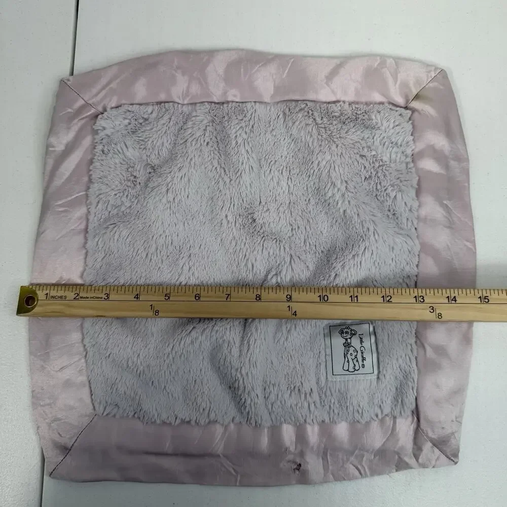 Little Giraffe Luxe Chenille Baby Lovey Blanky Blanket Pink Satin Trim Soft READ